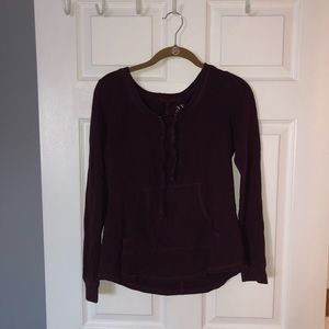 New York & Company Maroon Long Sleeve Top